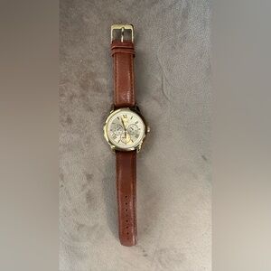 Relic gold watch brown leather band